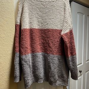 Cream/mauve/grey striped sweater